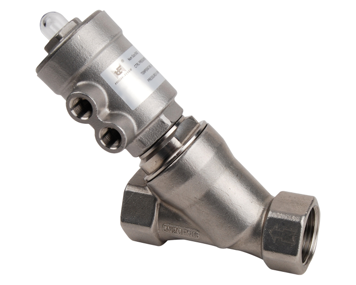 3/4" BSP SS304 Single Acting Air Actuated Angle Seat Valve - Normally Closed, Pneumatic