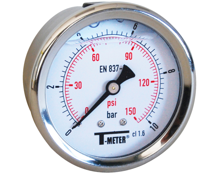 Manomètre à Glycérine 0-160 Bar / 2300 PSI - Boîtier 63mm - Filetage 1/4" - Pour Systèmes Pneumatiques Et Hydrauliques - Classe De Précision 1.6