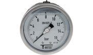 Full stainless steel pressure gauge glycerine axial Ø100 1628