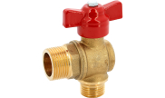 Brass ball valve 555 red butterfly handle PN25/20 with drainer
