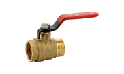 Brass ball valve male/female 562 + red steel lever