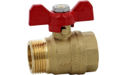 Brass ball valve 563 male/female + red butterfly handle