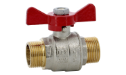 Brass ball valve 565 male/male red butterfly handle PN40/30