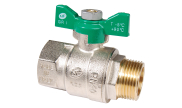 Brass ball valve 569 male/female green butterfly handle PN40/30 - NF
