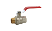 Brass ball valve 571 male/female red lever PN40/30