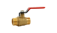 Brass ball valve male/male 572 + red steel lever