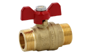 Brass ball valve male/male 573 + red butterfly handle
