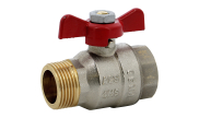 Brass ball valve 587 male/female red butterfly handle PN30/20