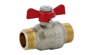 Brass ball valve 588 male/male red butterfly handle PN30/20