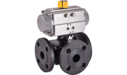 3 way carbon steel ball valve 783-L/784-T + RE/RES pneumatic actuator