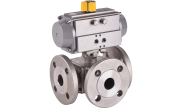 3 way stainless steel ball valve 785 L-port + RE/RES pneumatic actuator