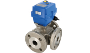 3 way stainless steel ball valve 785L-786T + TCR electric actuator