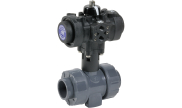 PVC-U ball valve C200 with EPDM gaskets + PP/PPS pneumatic actuator
