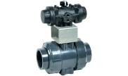 PVC-U ball valve CL1 with EPDM gaskets + PP/PPS pneumatic actuator