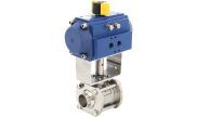 Reduced bore ball valve ELITR + RE/RES PTFE pneumatic actuator