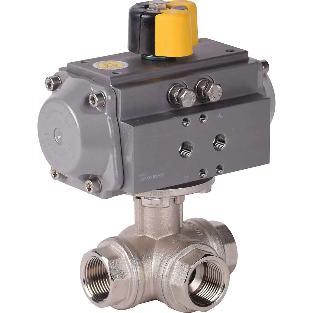Pneumatic actuated 3 way ball valves