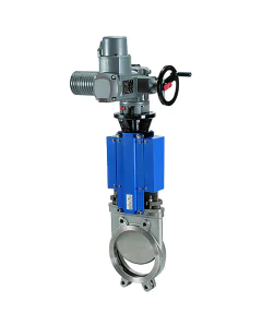 Stainless steel knife gate valve 172 + SA multi-turn electric actuator