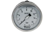 Full stainless steel pressure gauge glycerine axial Ø100 1628