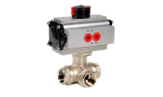 3 way brass ball valve 513-L/514-T + ADA/ASR pneumatic actuator