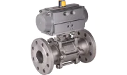 3 piece stainless steel ball valves 711 XS + RE/RES pneumatic actuator