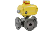 3 way ca. steel flanged ball valve 783L-784T + SA/NA electric actuator