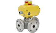 3 way st. steel flanged ball valve 785L-786T + SA/NA electric actuator
