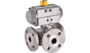 3 way stainless steel ball valve 785 L-port + RE/RES pneumatic actuator