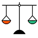 a balance where both sides are in equilibrium