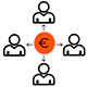 illustration of 4 people among whom the money is distributed