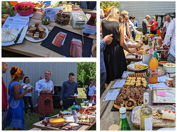 Photos taken at the international meal in Syveco's backyard. There's plenty of good food and the weather's great.