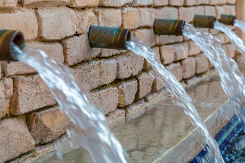 a fountain with flowing water