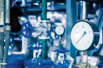 valves and manometers in an industrial environment