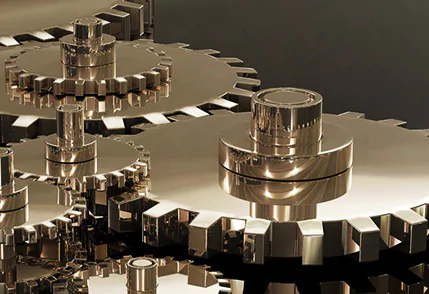 a nice photo of the metal gears, clean with a satin finish, go to the page Quality