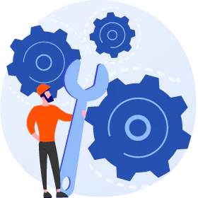 illustration of gears and a man