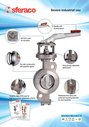Double offset butterfly valves for severe industrial use