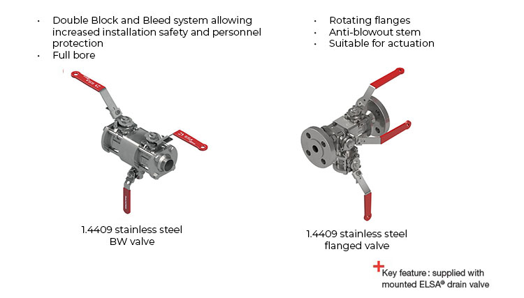two elsa double block & bleed valves