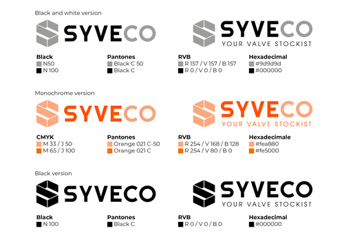 Syveco's RGB, CMYK, hexadecimal and Pantone colour codes