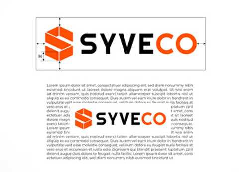An example showing the protection area of the logo that must be respected in page layouts.
